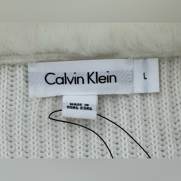 Calvin Klein Women's Faux Fur Collar, Long Sleeve Zip-up Sweater, Size Large - Picture 11 of 16